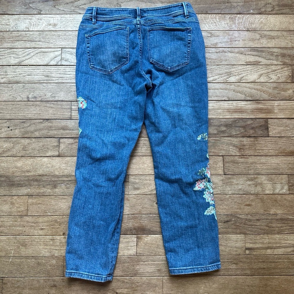 J.Jill Jeans Floral‎ Embroidery Boho  Cropped Size 4 Blue Denim Casual - Picture 9 of 11